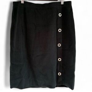 Spense Black Knitted Pencil Skirt with Eyelet Details NWOT